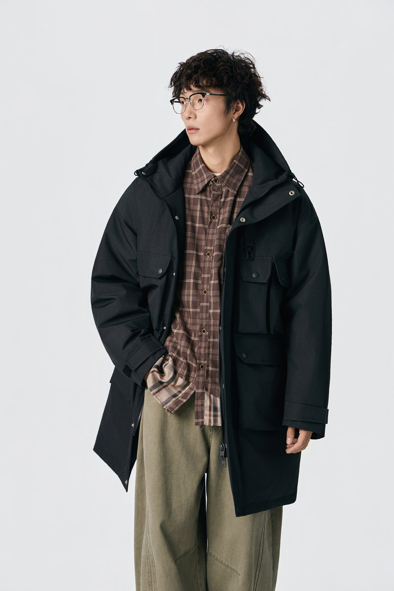 Jet Black Ridge Utility Parka Close-up | Weezy