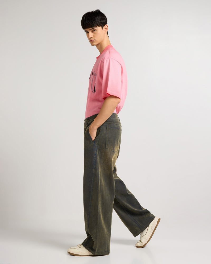 Textured Lattice Sage Green Pants Front view | Weezy