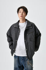 Relaxed Fit Dark Grey Jacket Front view | Weezy