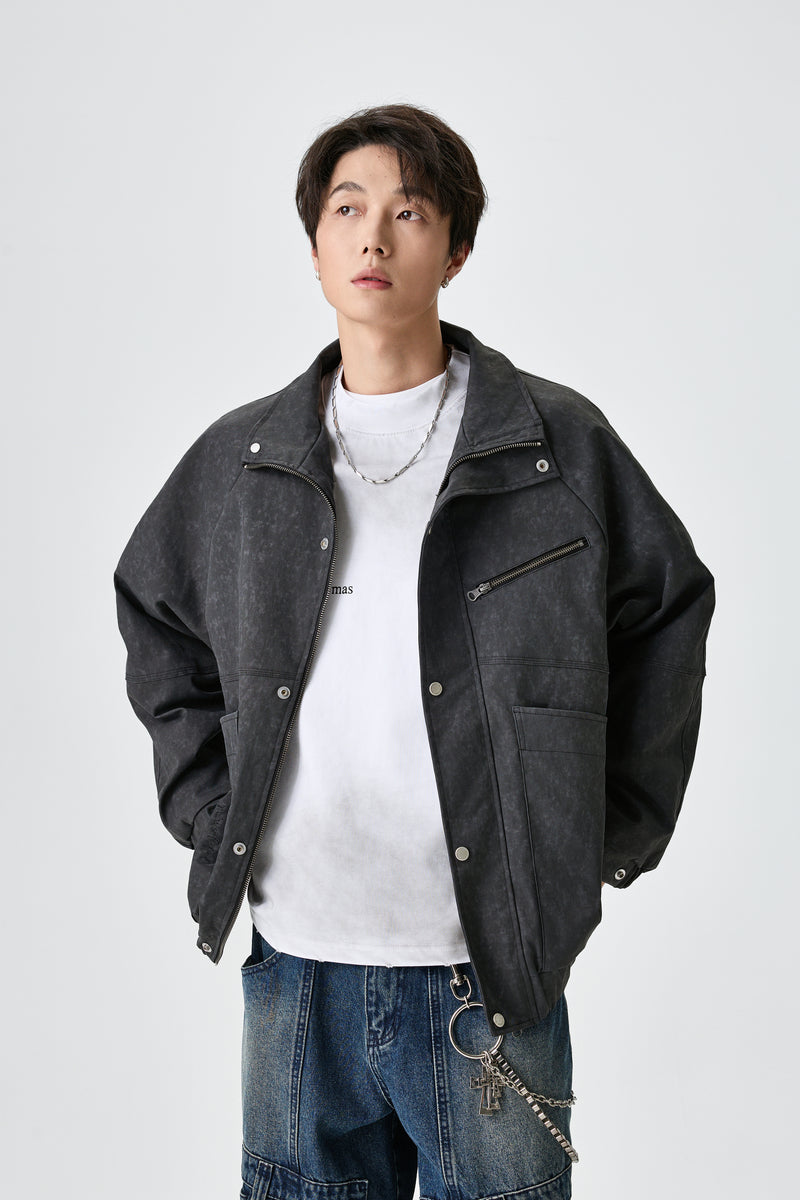 Relaxed Fit Dark Grey Jacket Front view | Weezy