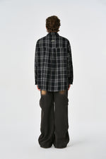 Black Chequered Plaid Utility Shacket Flat lay | Weezy