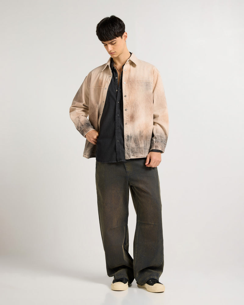 Gradient Washed Apricot Overshirt Back view | Weezy