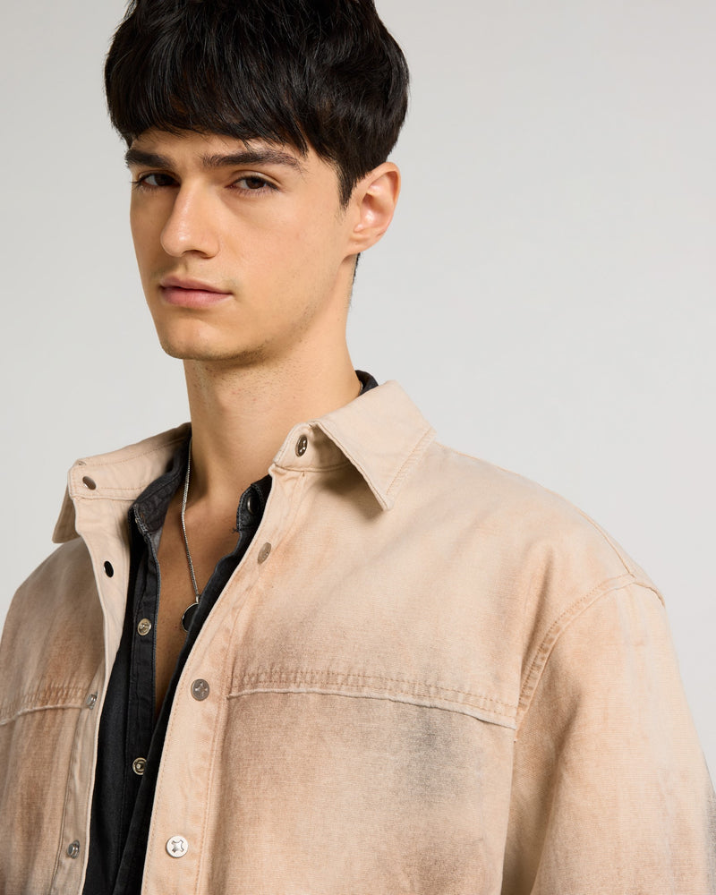 Gradient Washed Apricot Overshirt Detail view | Weezy