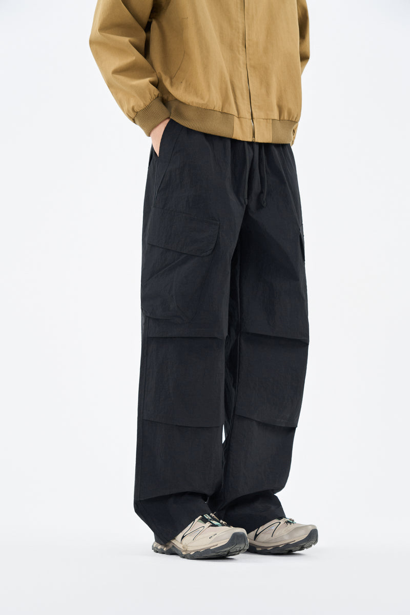Jet Black Utility Cargo Pants Side view | Weezy