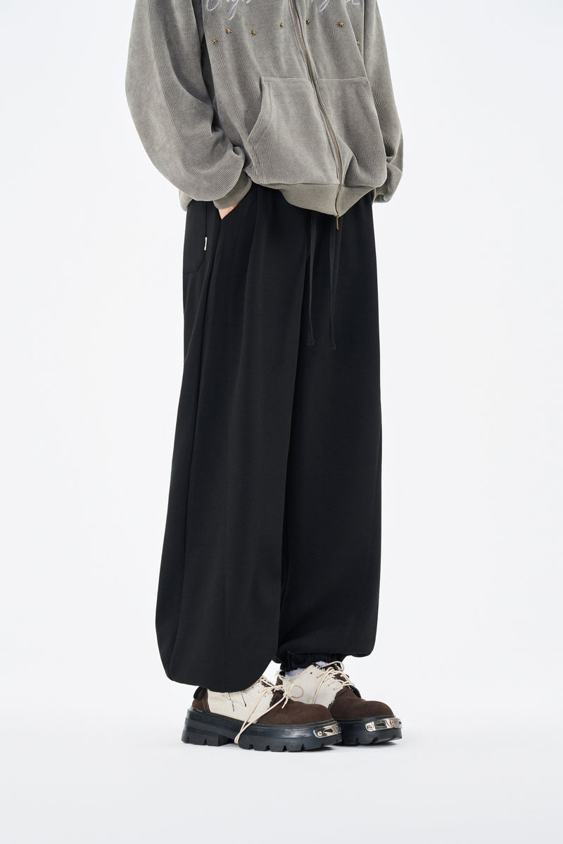 Jet Black Monoframe Relaxed Fit Pants Side view | Weezy