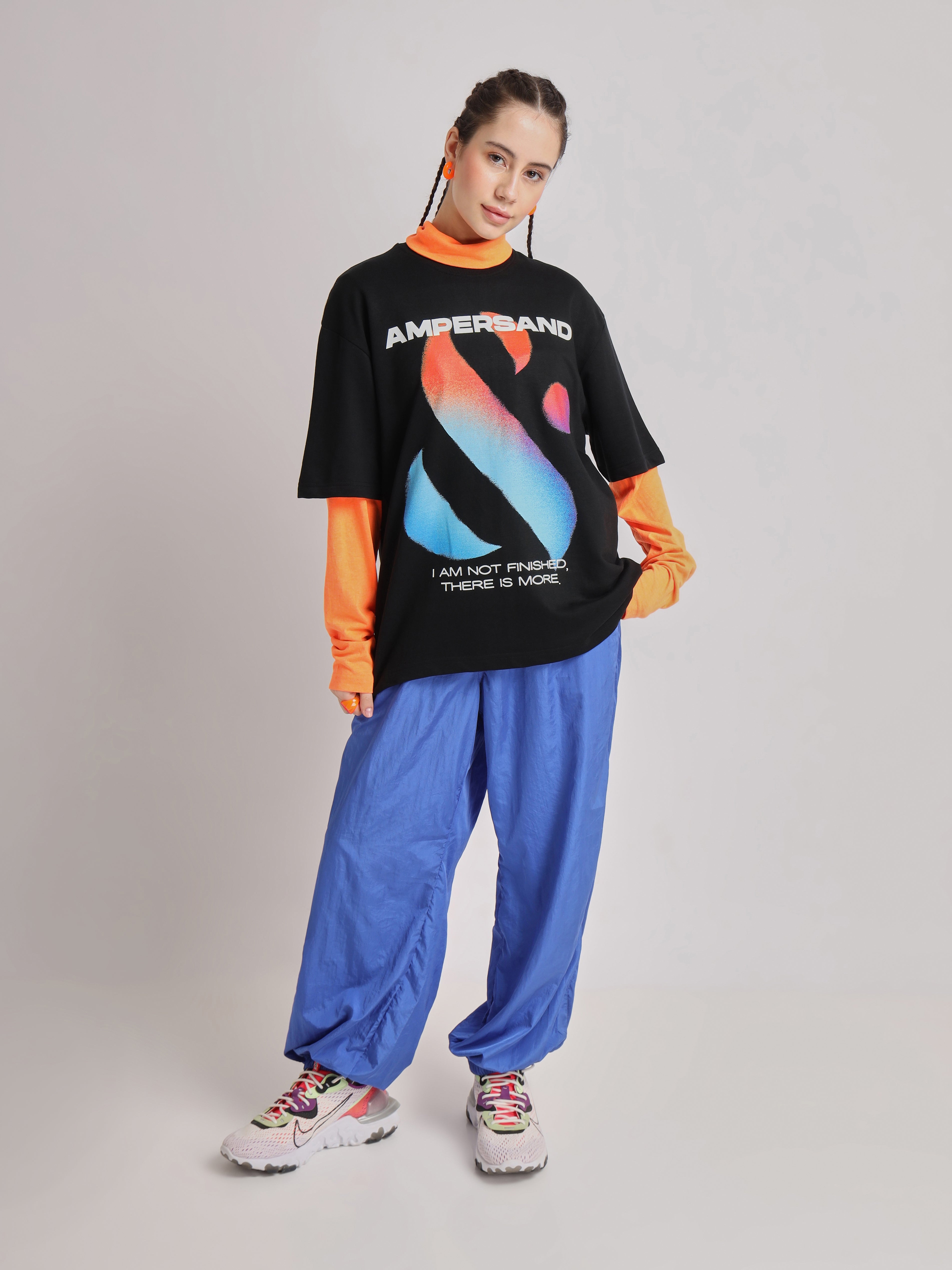 Jet Black Ampersand Oversized T-Shirt