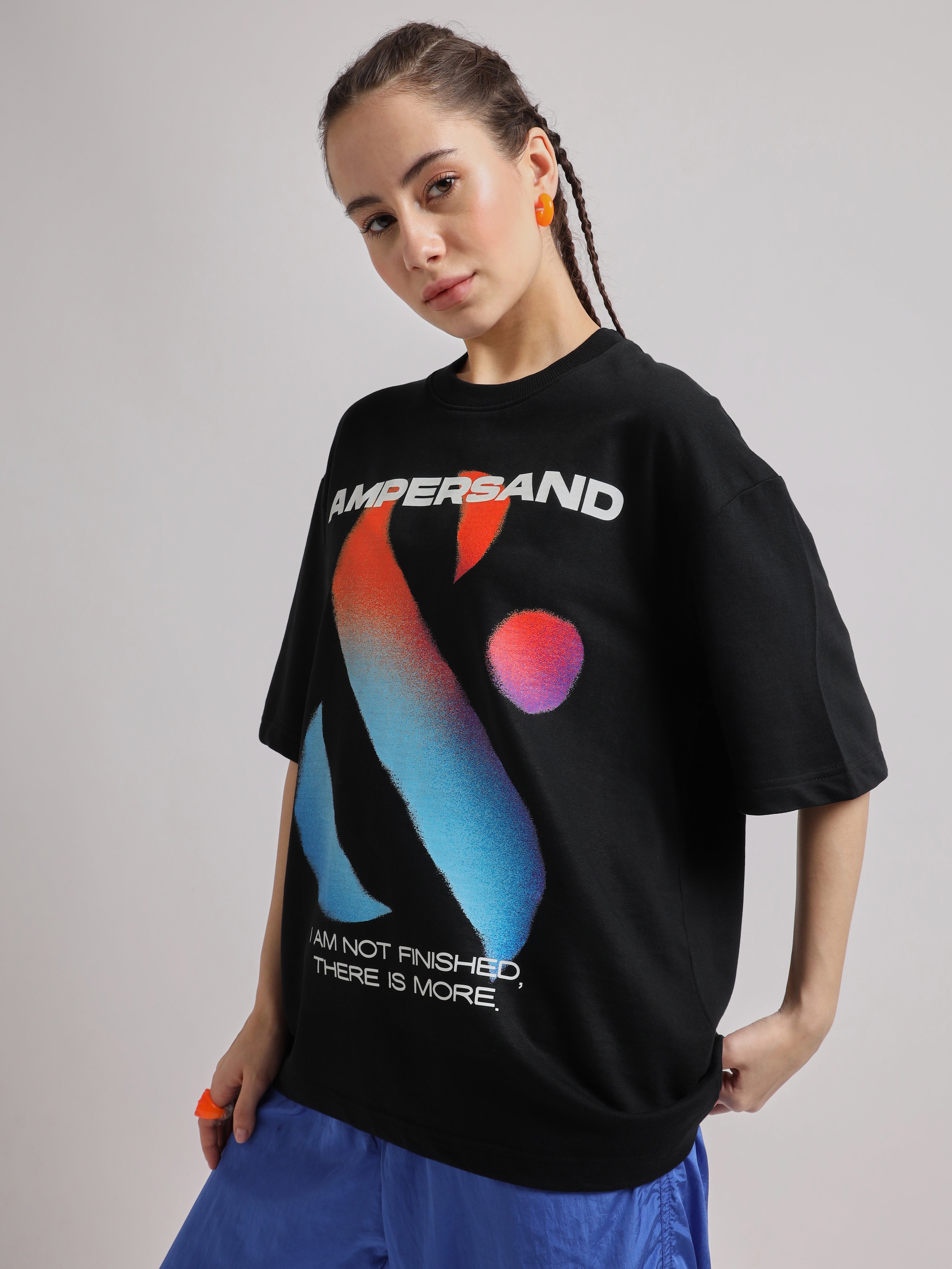 Jet Black Ampersand Oversized T-Shirt