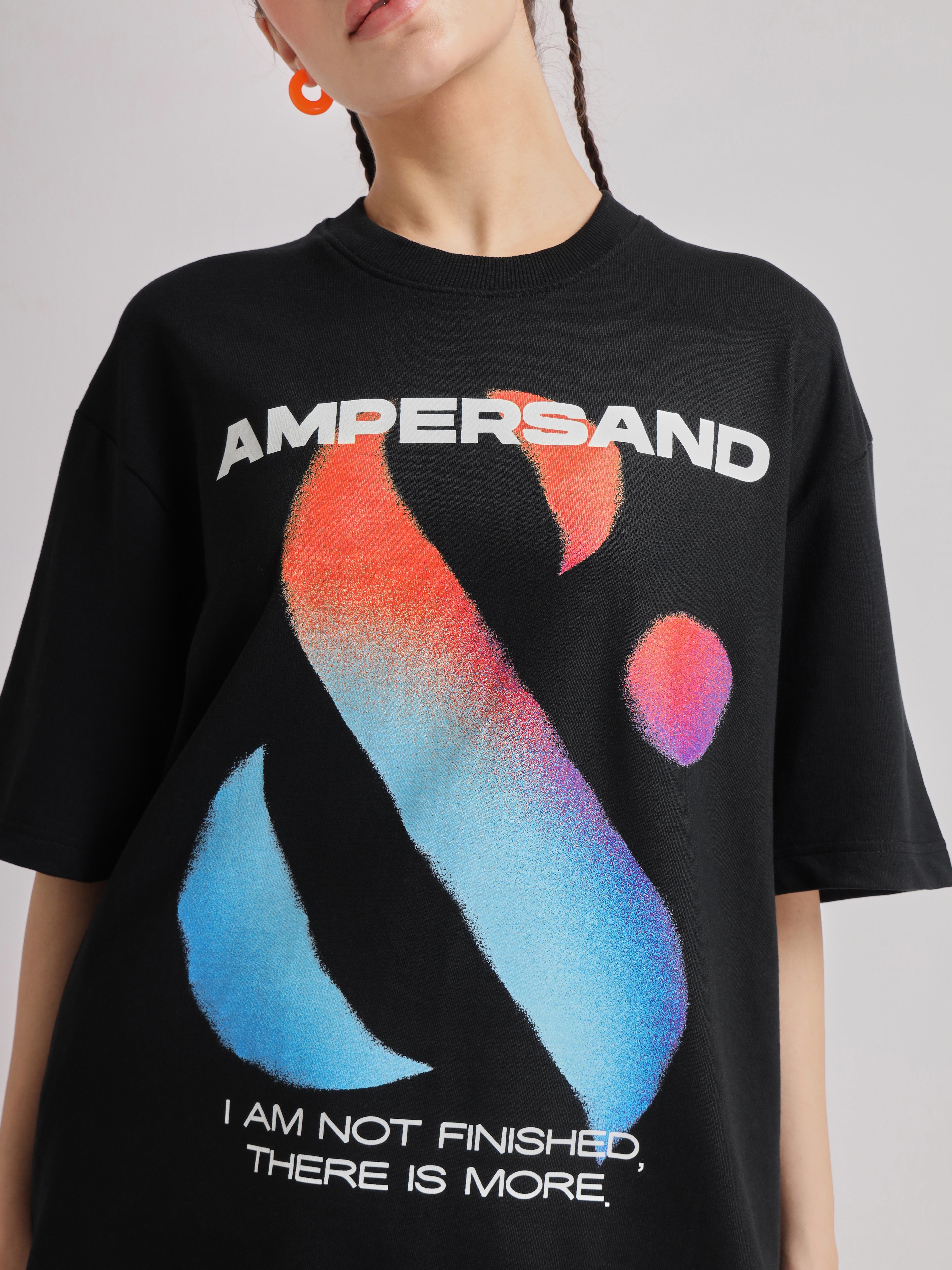 Jet Black Ampersand Oversized T-Shirt