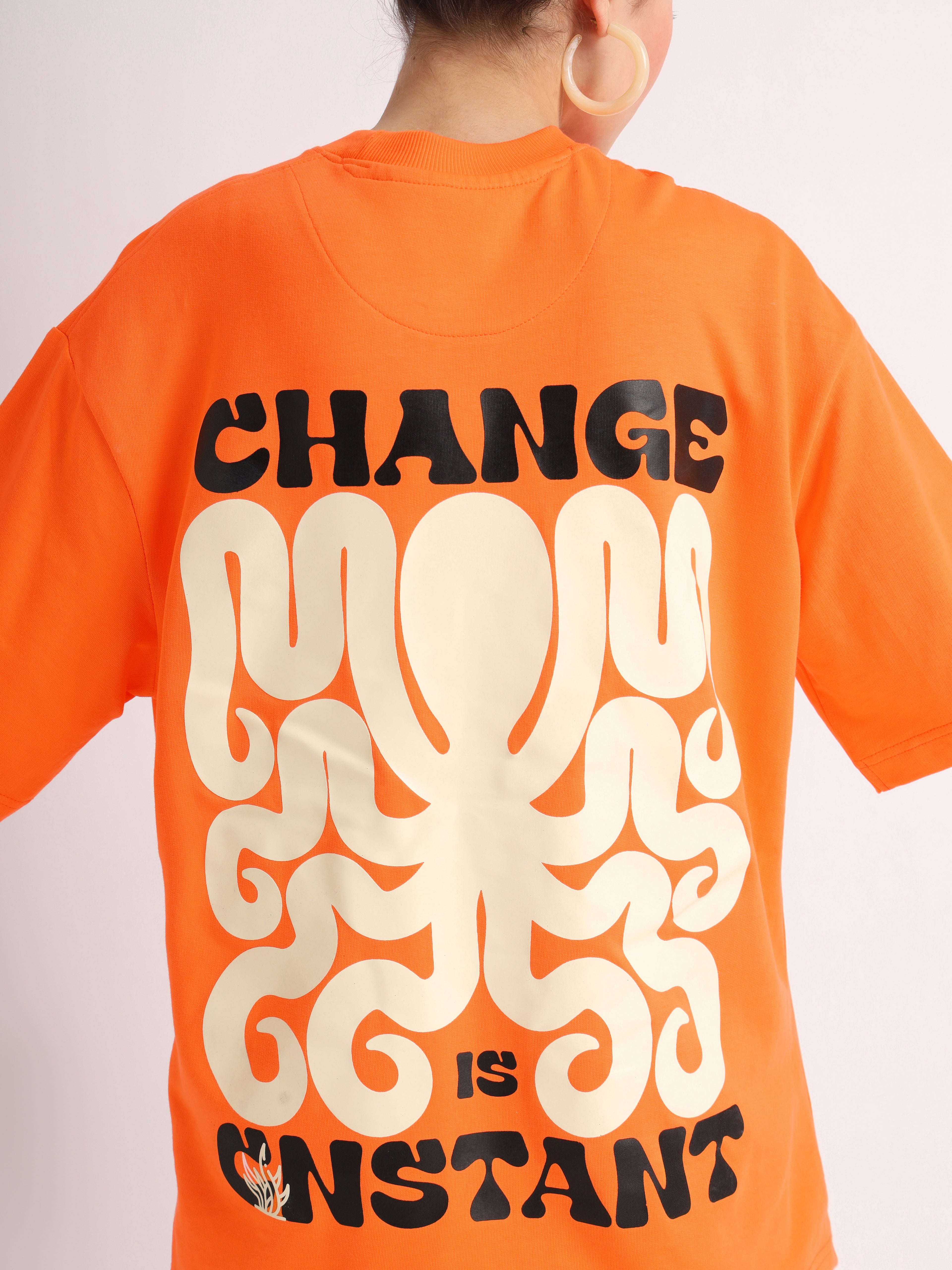 Neon Orange Change Oversized T-Shirt