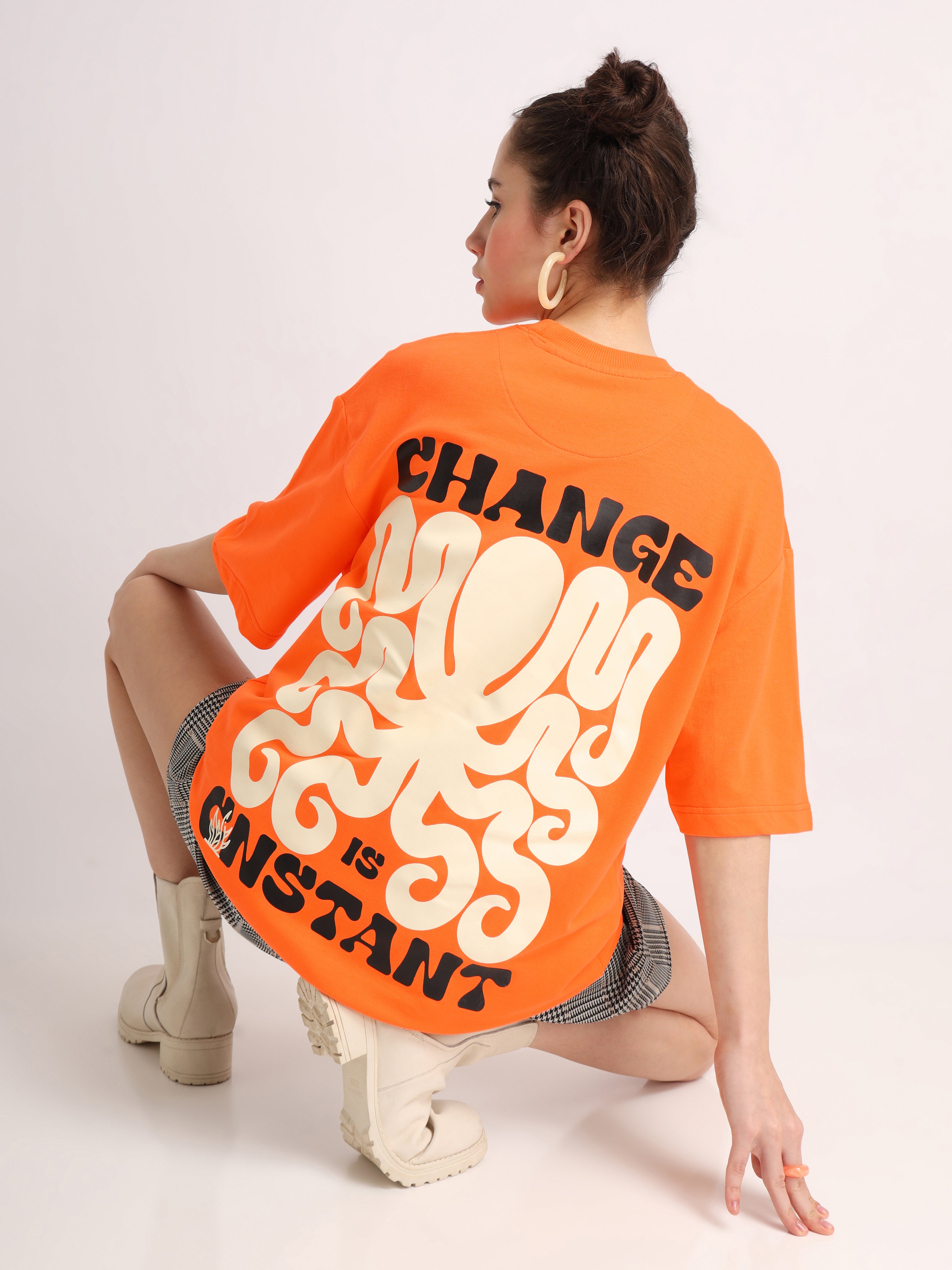 Neon Orange Change Oversized T-Shirt