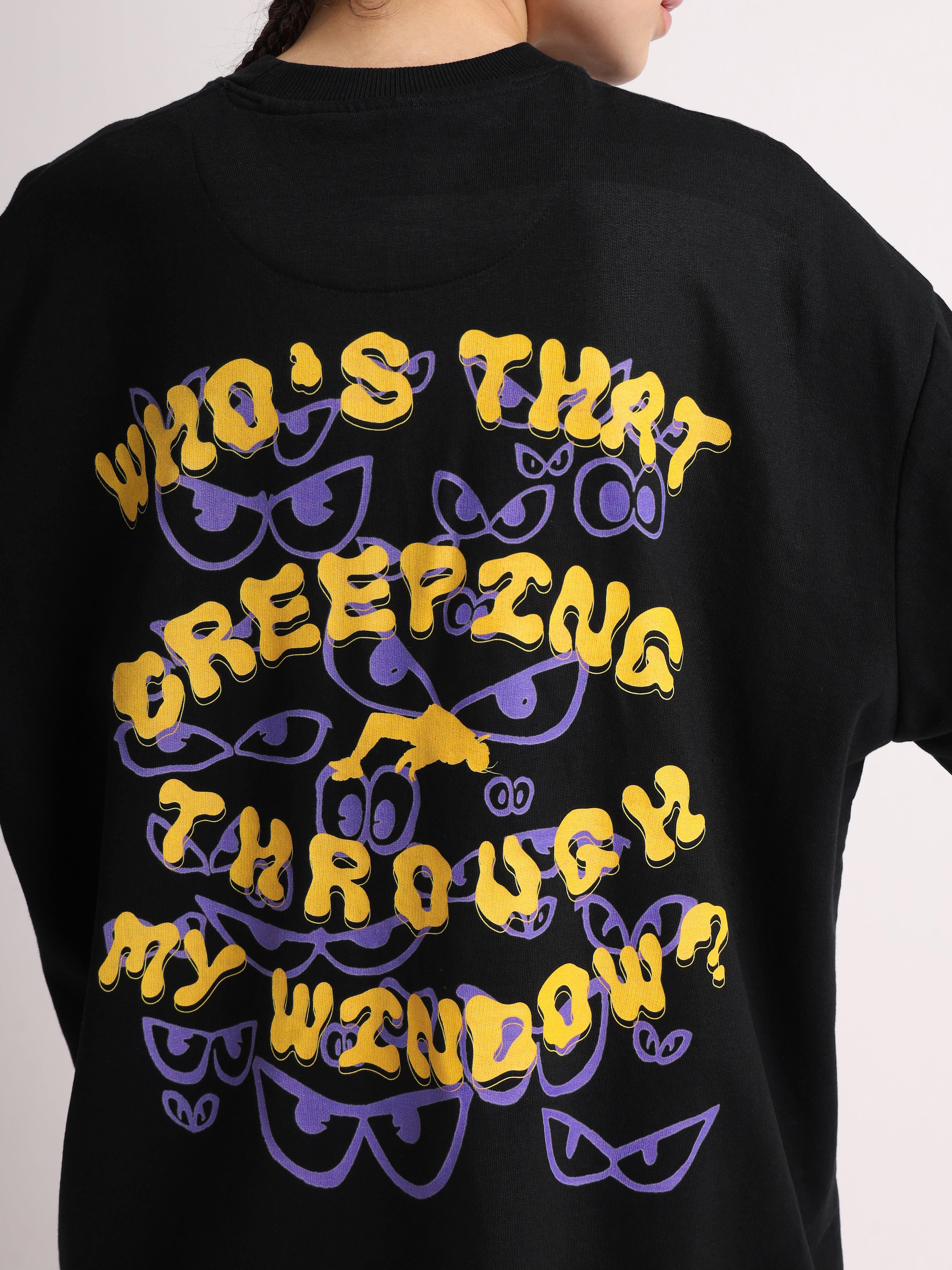 Jet Black Creeping Oversized T-Shirt