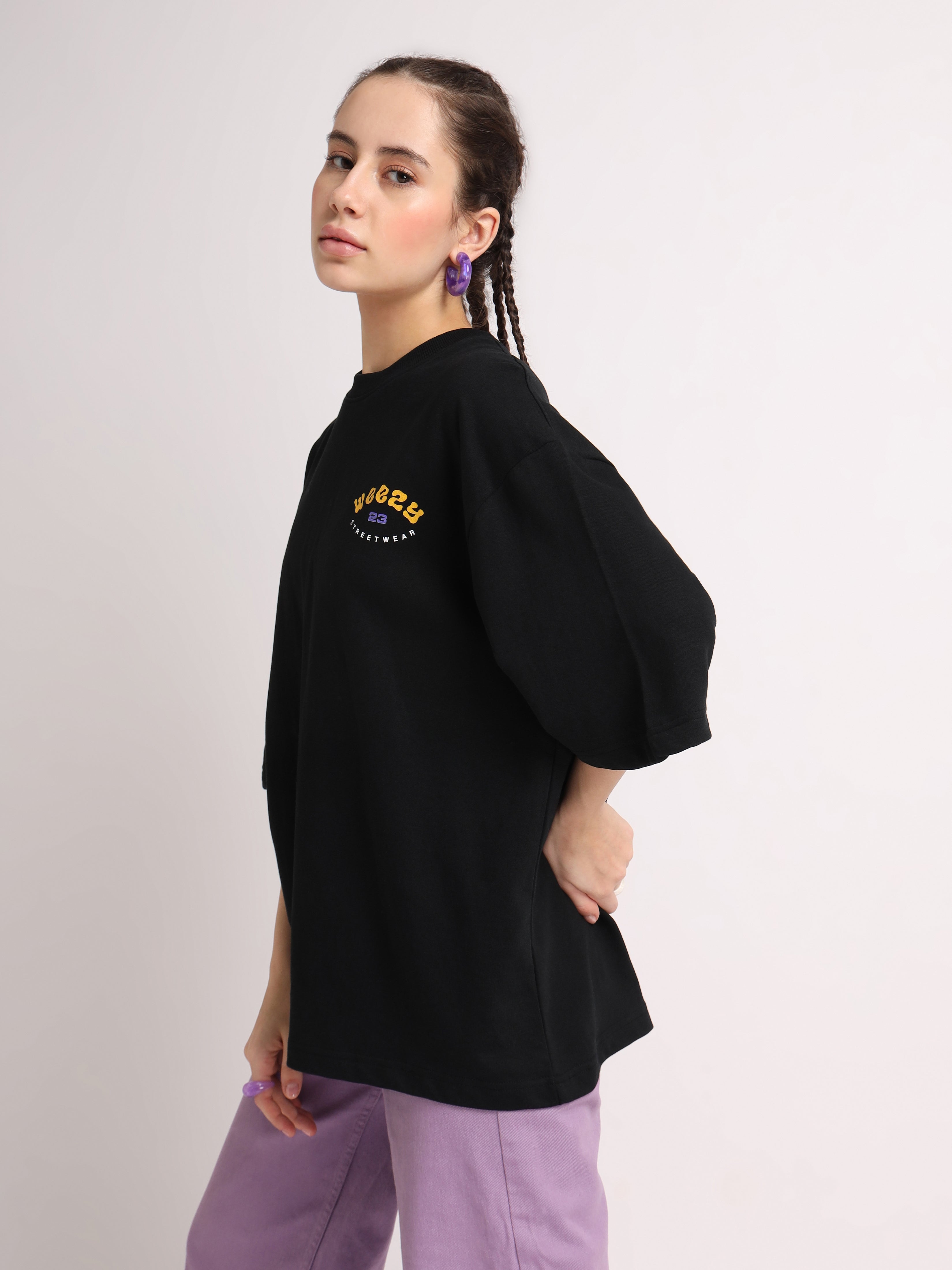 Jet Black Creeping Oversized T-Shirt