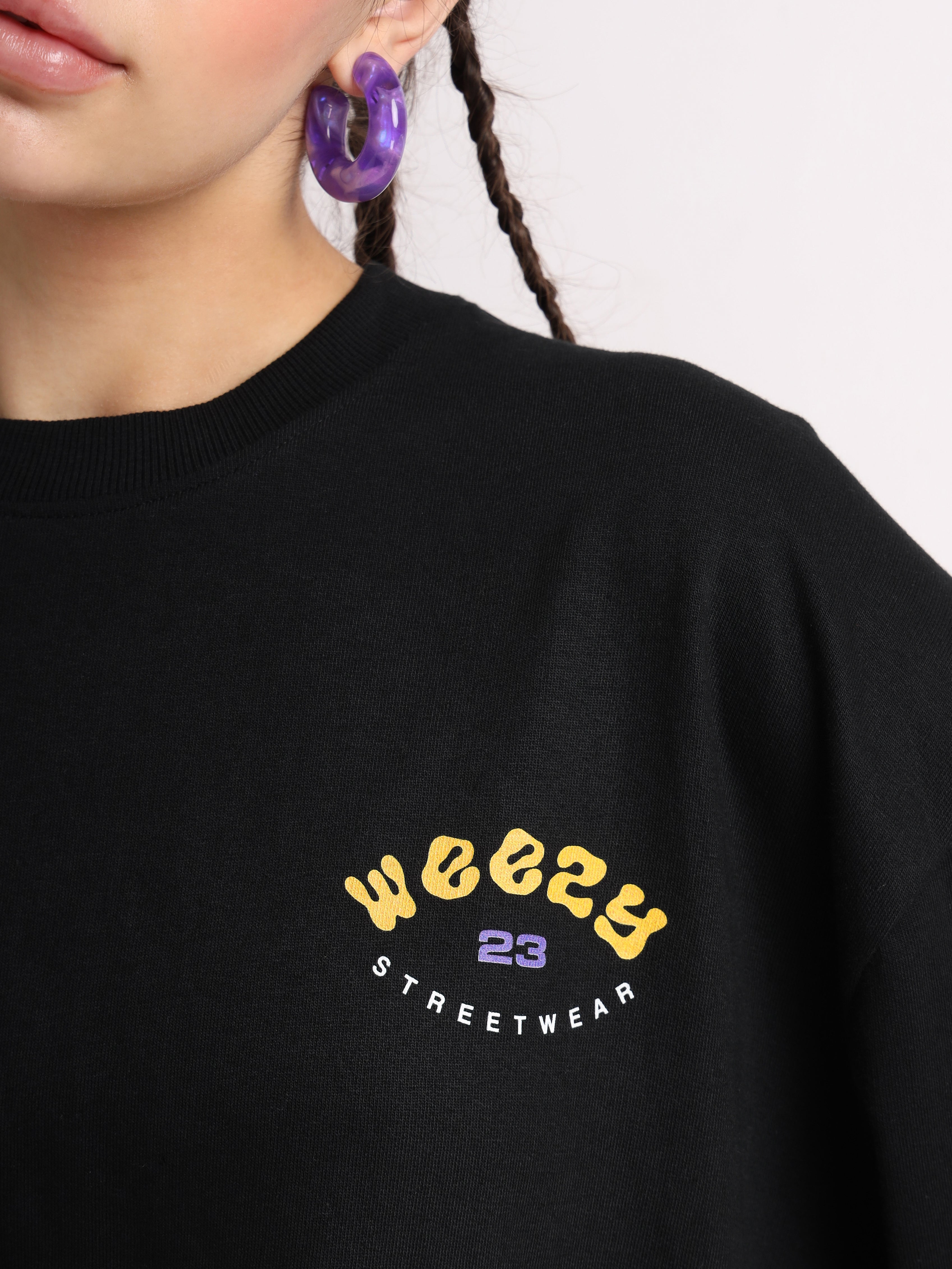 Jet Black Creeping Oversized T-Shirt