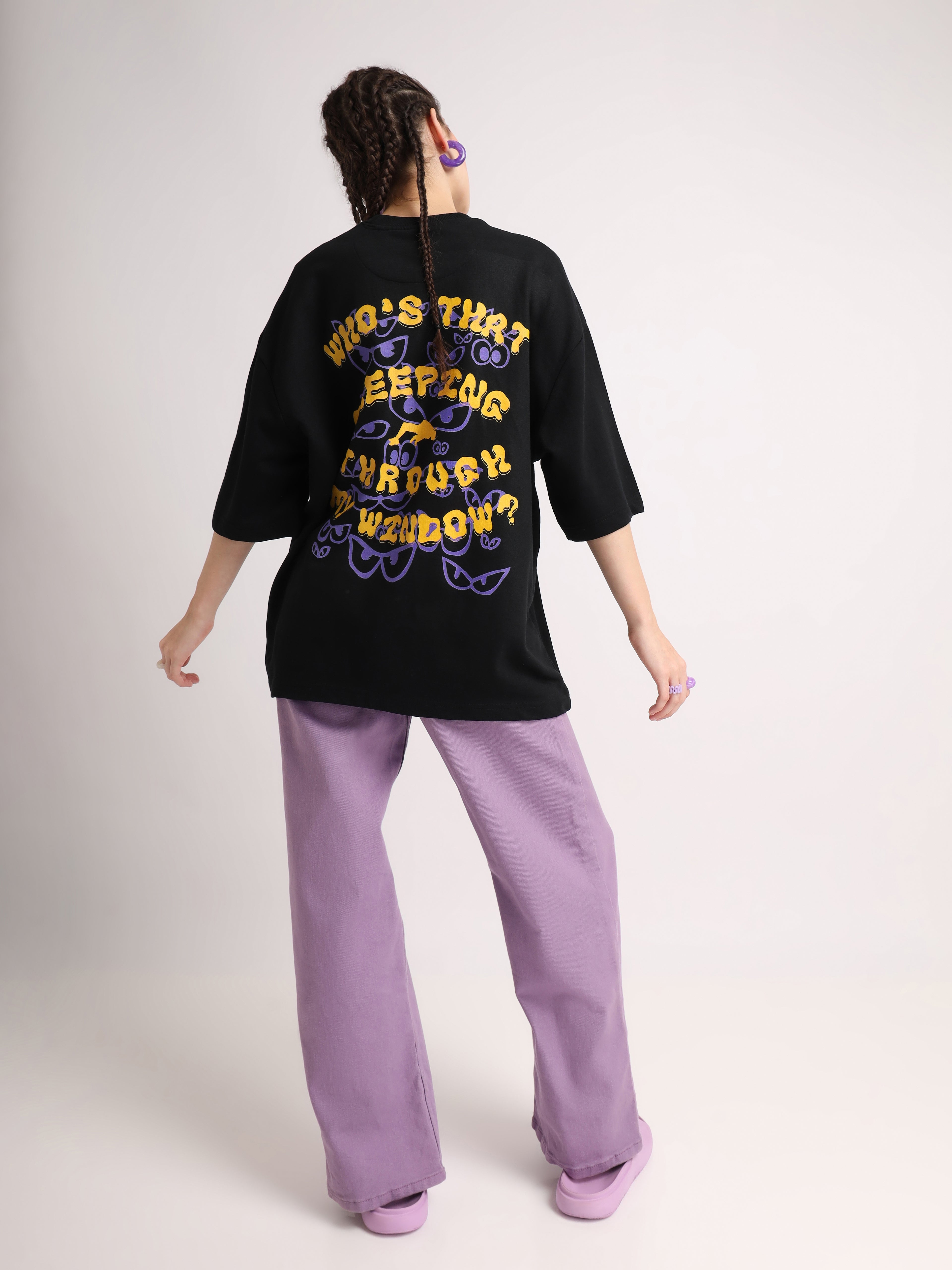 Jet Black Creeping Oversized T-Shirt