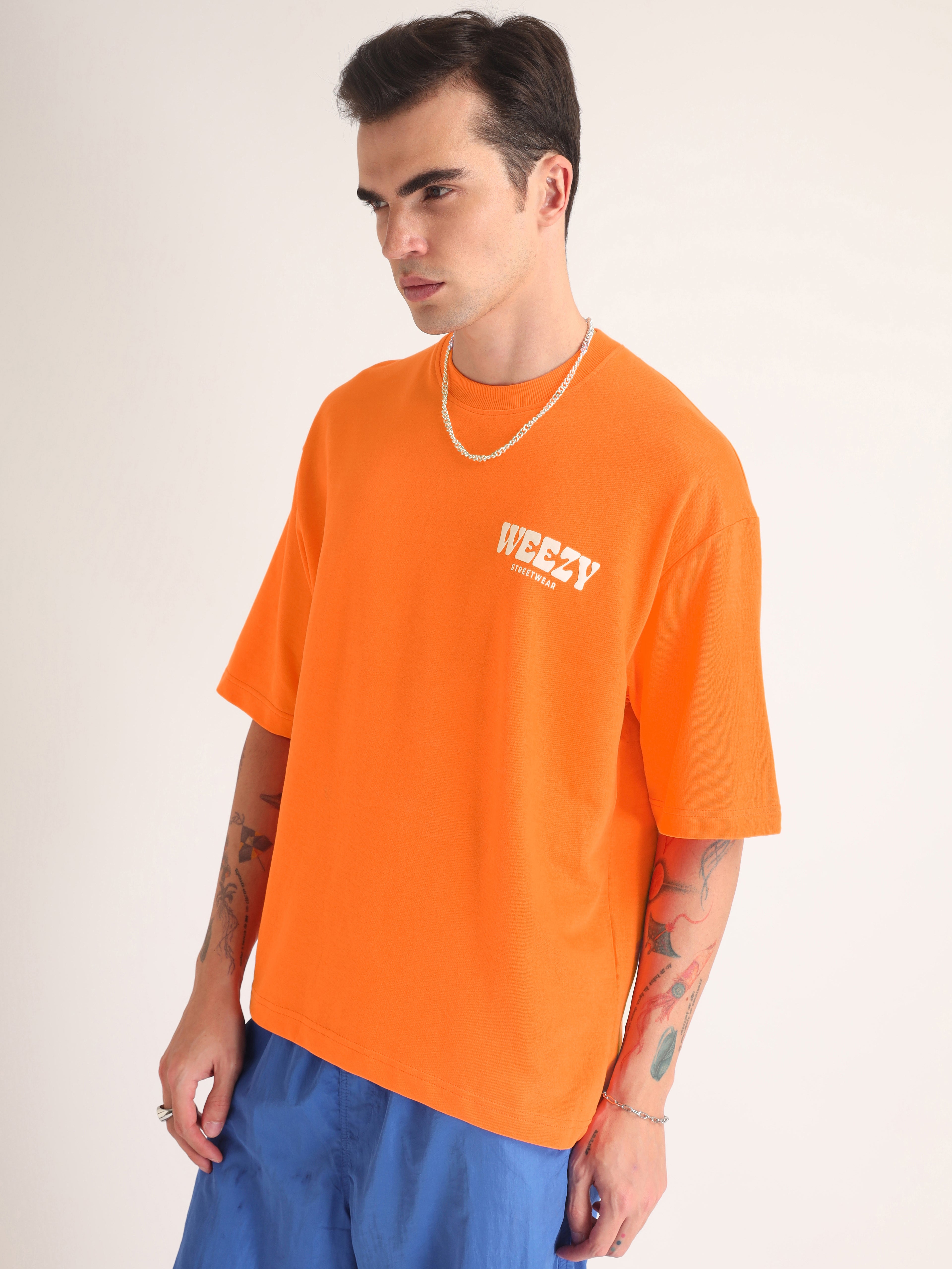 Neon Orange Change Is Constant Oversized T-Shirt