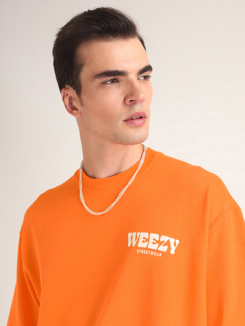 Neon Orange Change Is Constant Oversized T-Shirt Back view | Weezy