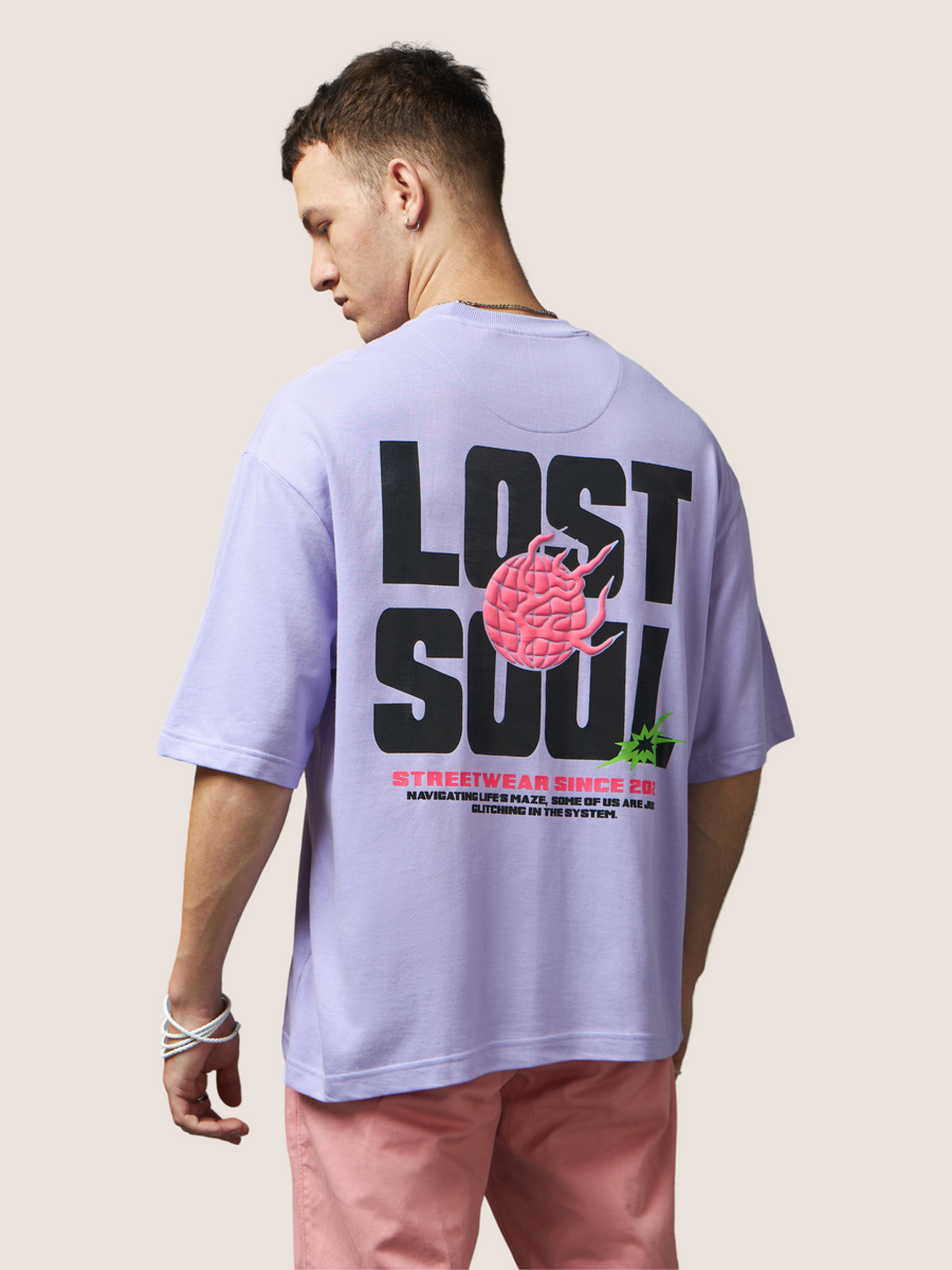 Lilac Lost Soul Oversized T-Shirt Front view | Weezy