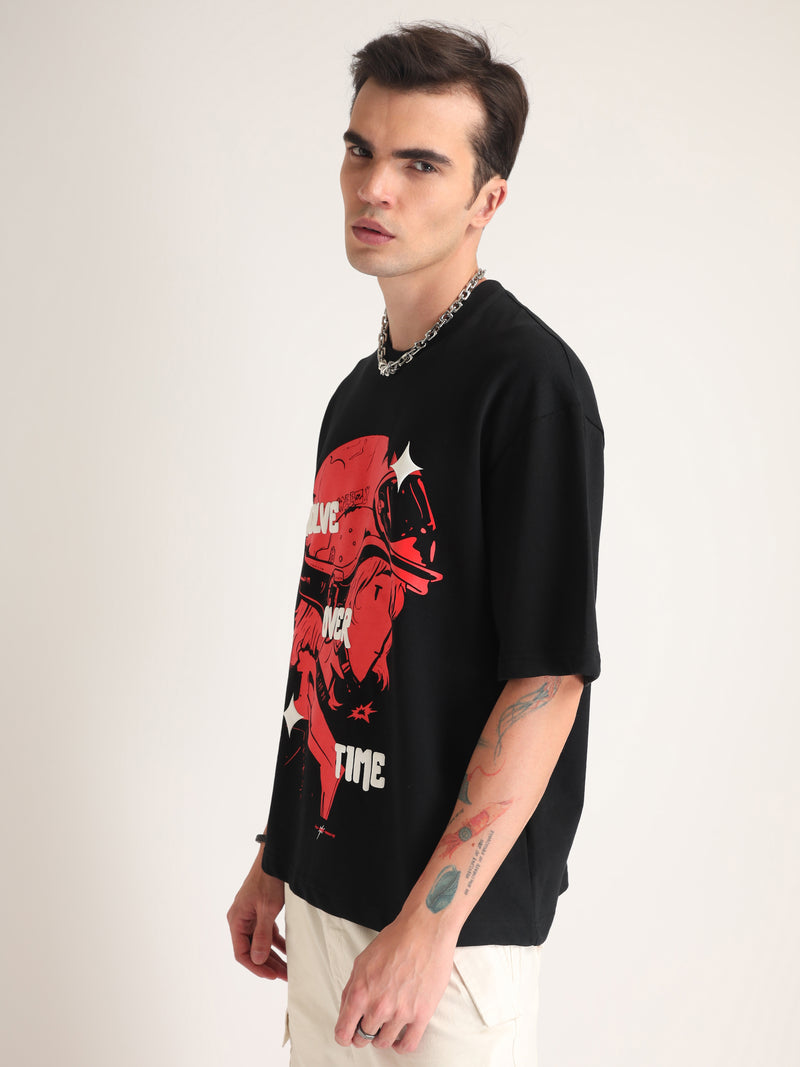 Jet Black Evolve Oversized T-Shirt Model view | Weezy