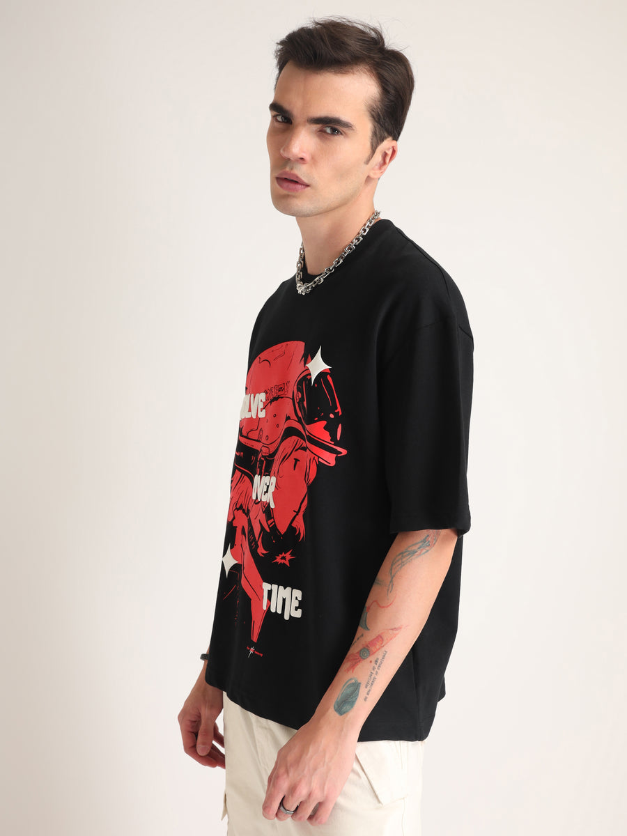 Jet Black Evolve Oversized T-Shirt Model view | Weezy