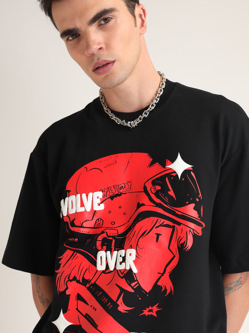Jet Black Evolve Oversized T-Shirt Detail view | Weezy