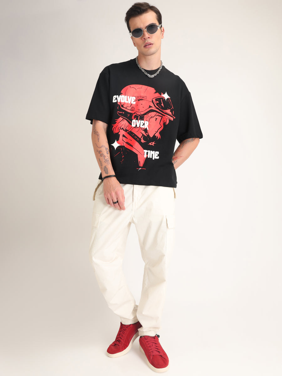 Jet Black Evolve Oversized T-Shirt Lifestyle view | Weezy