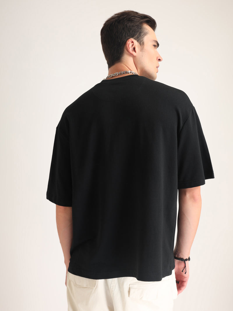 Jet Black Evolve Oversized T-Shirt Flat lay | Weezy