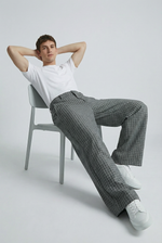 Stone Grid Trousers Back view | Weezy