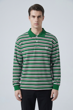 Forest Stripe Polo Shirt Front view | Weezy