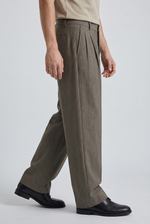 Taupe Drape Trousers Side view | Weezy