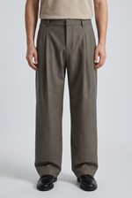 Taupe Drape Trousers Front view | Weezy