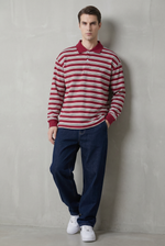 Mulberry Stripe Polo Shirt Side view | Weezy