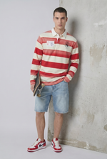 Red Striped Rugby Shirt Front view | Weezy