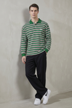 Forest Stripe Polo Shirt Side view | Weezy
