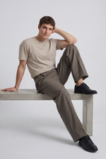 Taupe Drape Trousers Back view | Weezy