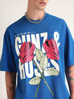 Imperial Blue Gunz & Roses Oversized T-Shirt Back view | Weezy