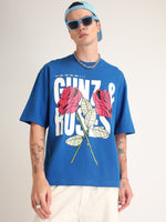 Imperial Blue Gunz & Roses Oversized T-Shirt Front view | Weezy