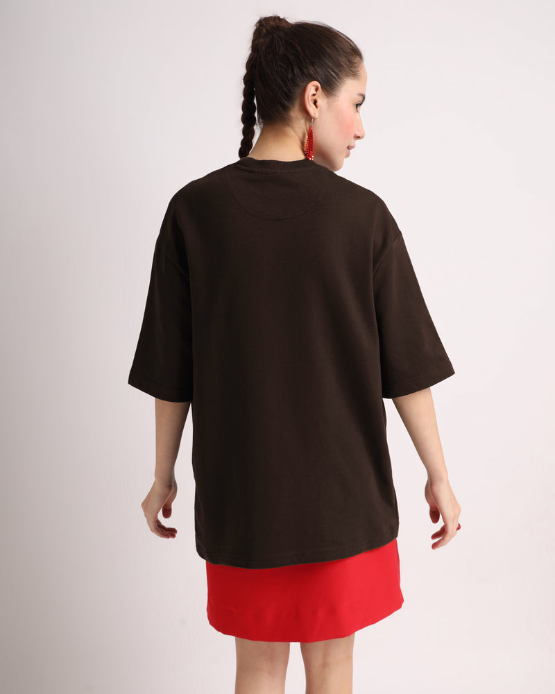 Chocolate Brown Muse Oversized T-Shirt Back view | Weezy