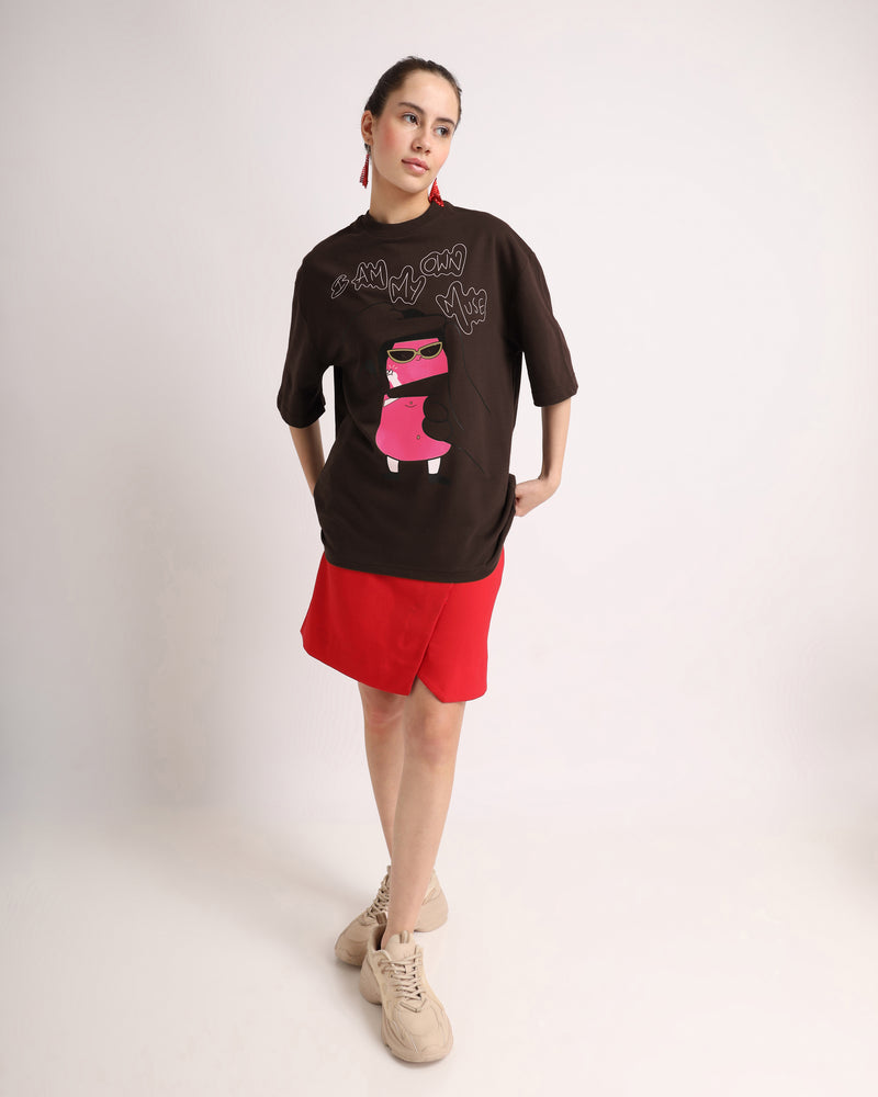Chocolate Brown Muse Oversized T-Shirt Lifestyle view | Weezy