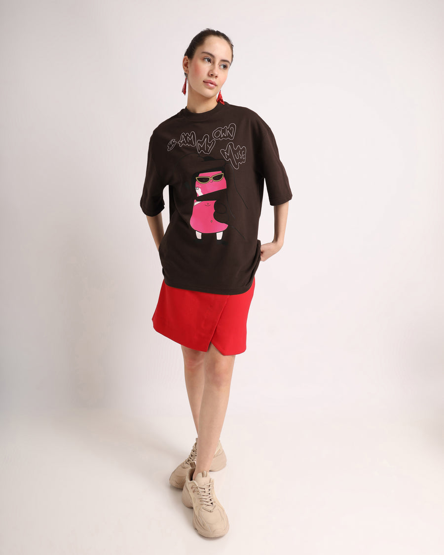 Chocolate Brown Muse Oversized T-Shirt Lifestyle view | Weezy