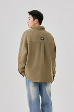 Beige Structure Overshirt Model view | Weezy