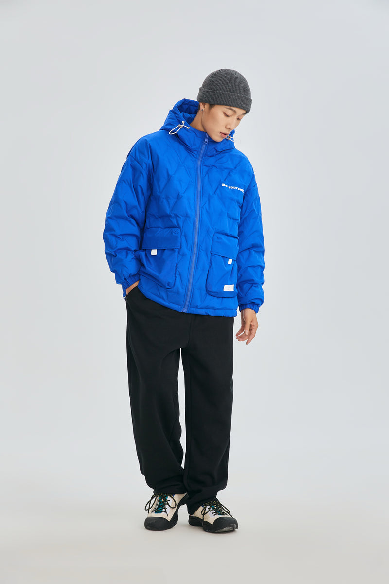 Electric Blue Quilted Puffer Jacket Back view | Weezy