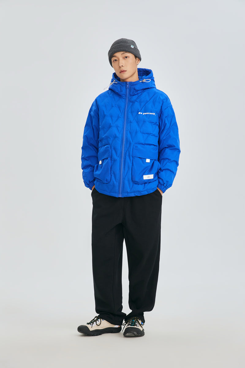 Electric Blue Quilted Puffer Jacket Side view | Weezy