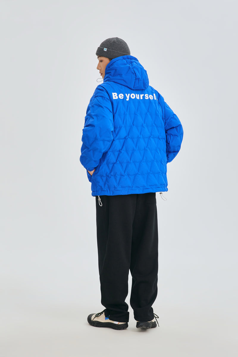 Electric Blue Quilted Puffer Jacket Lifestyle view | Weezy
