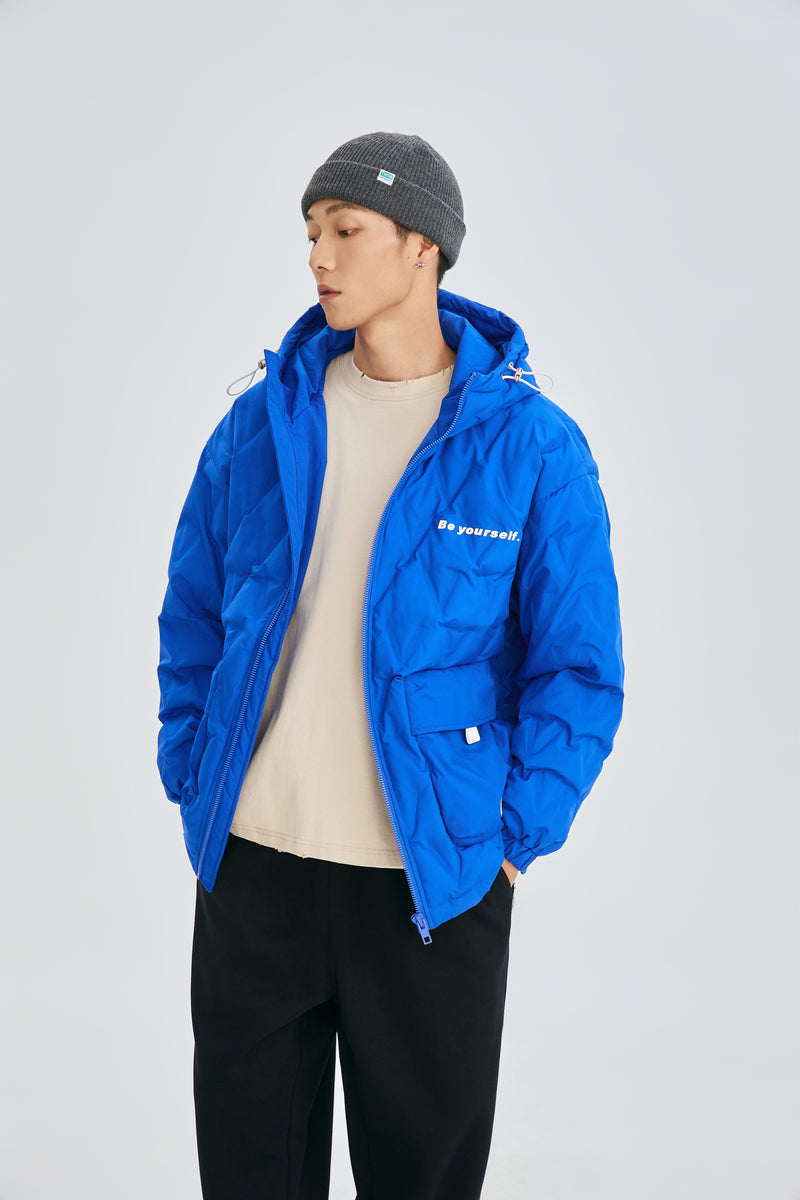 Electric Blue Quilted Puffer Jacket Detail view | Weezy