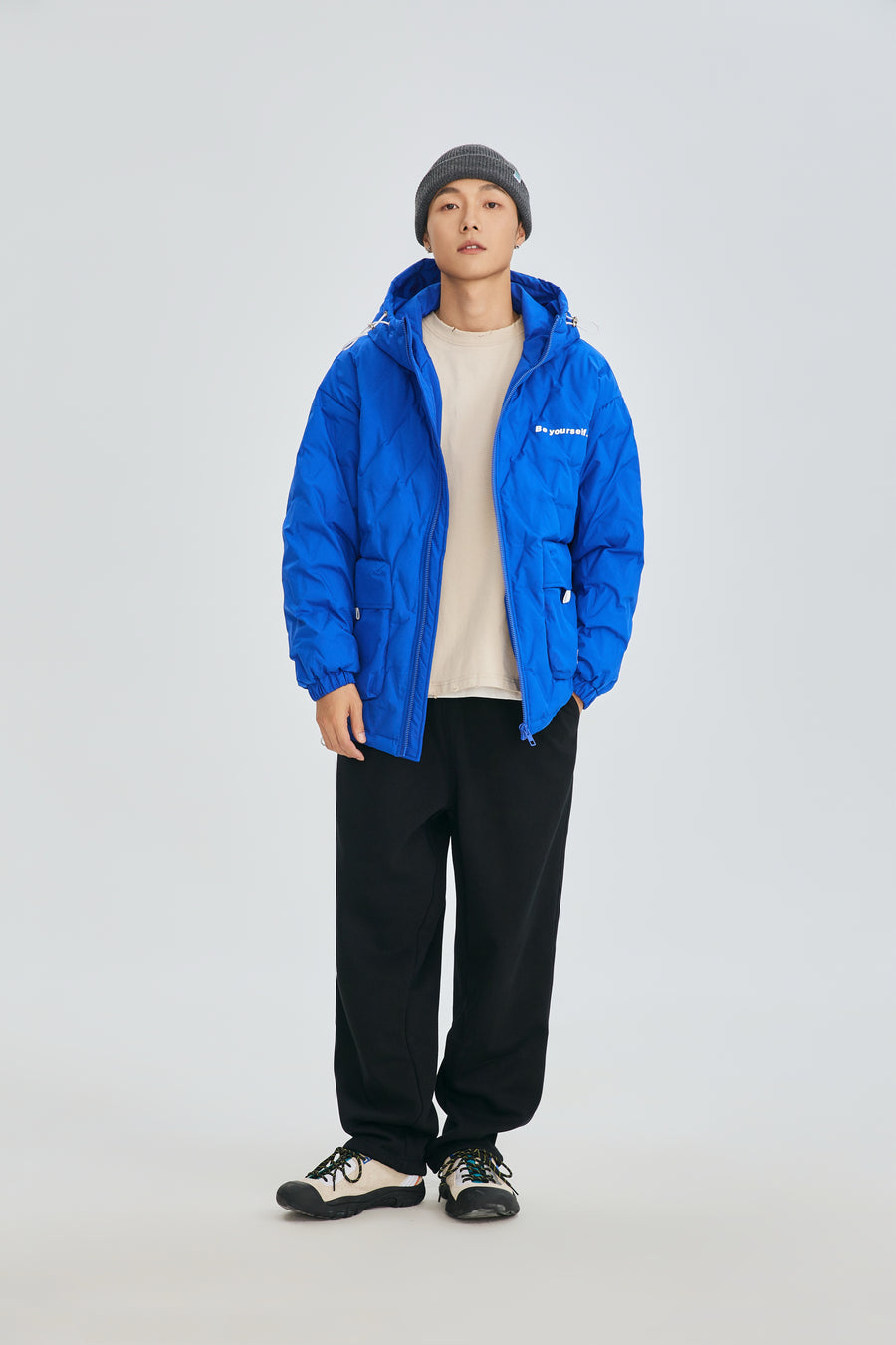 Electric Blue Quilted Puffer Jacket Flat lay | Weezy