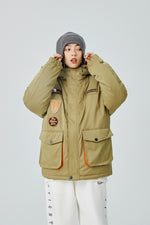Beige Patch Utility Jacket Side view | Weezy