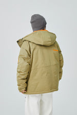 Beige Patch Utility Jacket Model view | Weezy