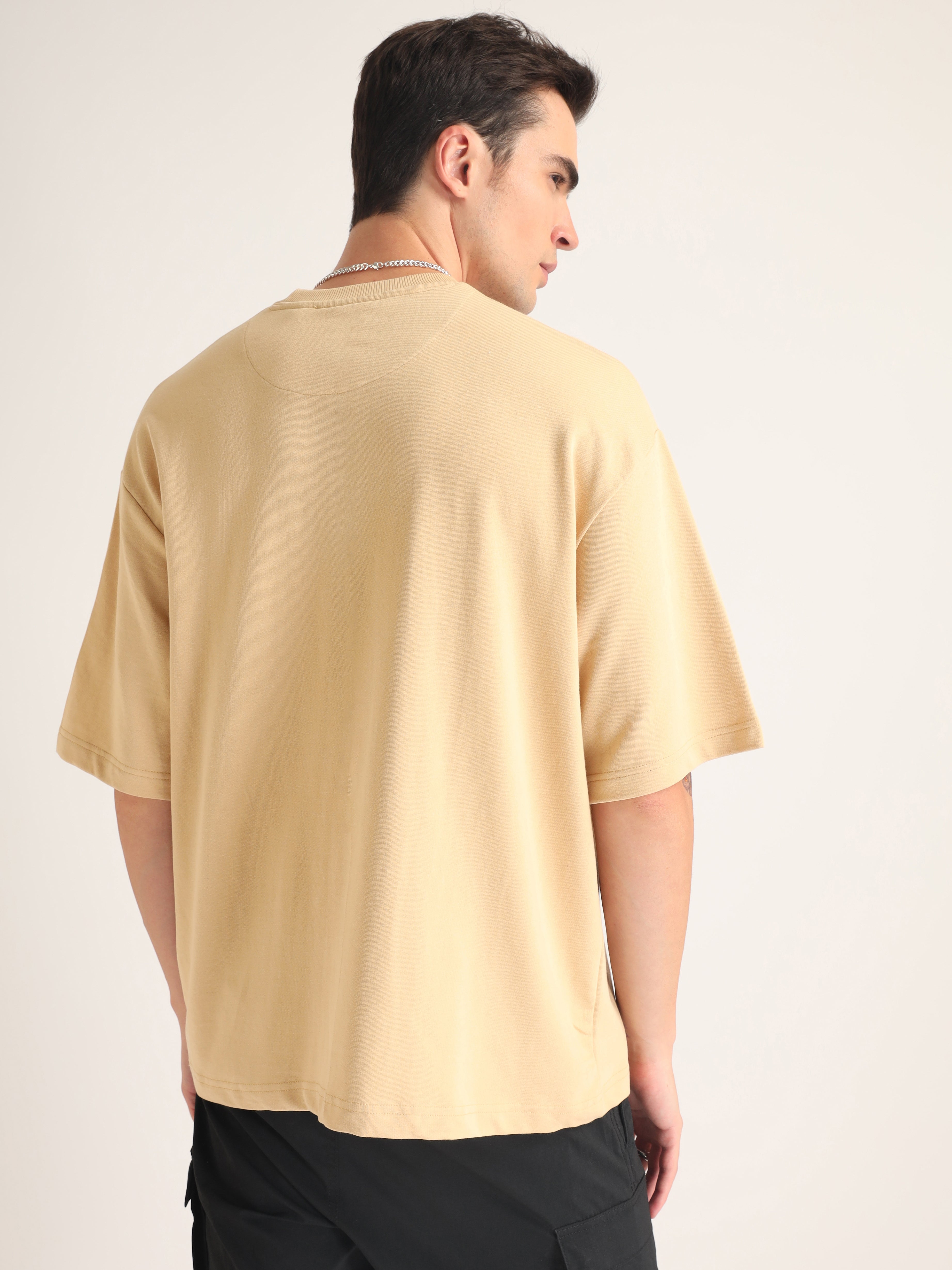 Beige Mob Ties Oversized T-Shirt