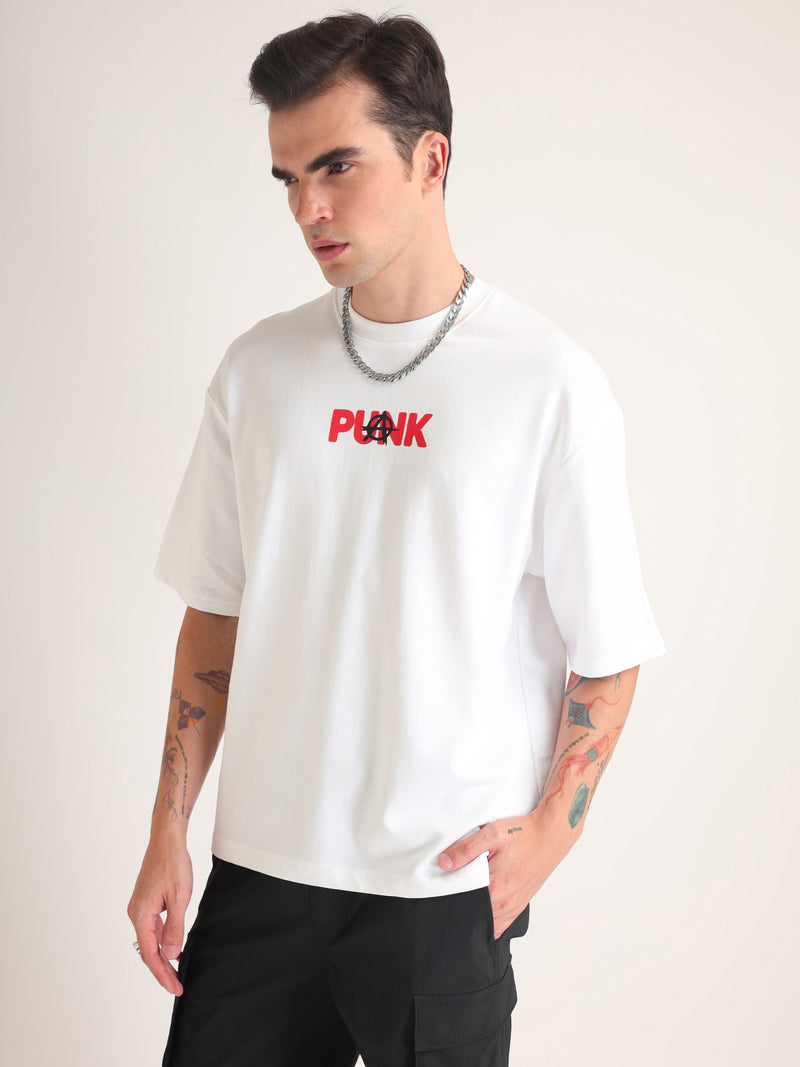 White Punk Monk Oversized T-Shirt Flat lay | Weezy