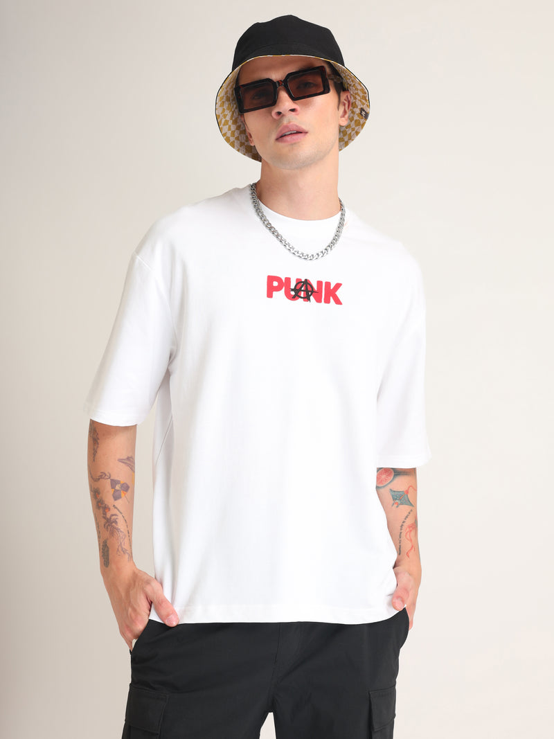 White Punk Monk Oversized T-Shirt Back view | Weezy